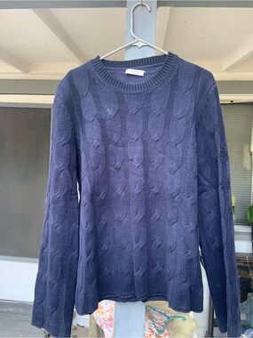 Men’s  Valentino Navy Cable-Knit Crewneck Sweater bought in Italy